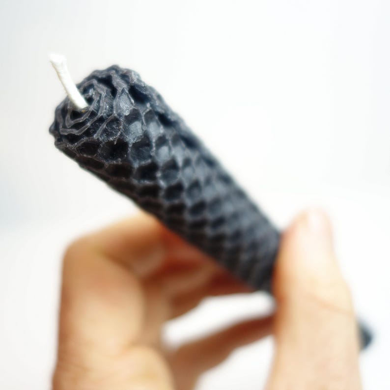 Black Candle Making Kit // Black Candlesticks // Black Beeswax Candle // Black Decor // Goth Candle // Seance Candle // Rolled Candle image 4