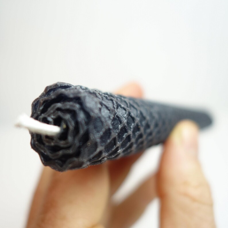 Black Candle Making Kit // Black Candlesticks // Black Beeswax Candle // Black Decor // Goth Candle // Seance Candle // Rolled Candle image 2