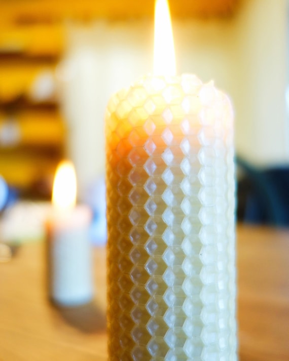 4 Pure Beeswax Rolled Pillar Candle