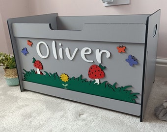 Personalised Toybox - Kids Storage Box -  Nursery Toy Storage-Wooden Toybox - Bedroom Storage Unit  - Playroom Storage- Free Personalisation