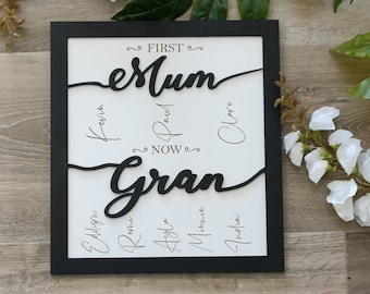 Personalized Grandmother Gift: &#39;First Mum Now Gran&#39; Family Names Frame