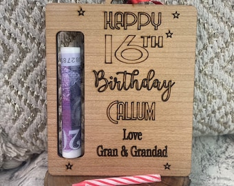 Personalized Birthday Money Holder: Engraved Cash Gift for Any Age