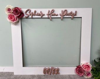 Personalized Hen Party Selfie Frame: Cherry Wood Bride-to-Be Prop