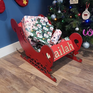 Personalised Christmas Santa Sleigh-Christmas Gift Holder-Christmas Decorations Handmade-Santa Sleigh Decoration-Santa Claus Home Decoration