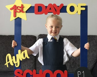 Personalized 1st Day of School Selfie Frame: Hand-Finished Photo Prop