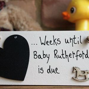 Baby Shower Gifts Sign Personalised Baby Countdown Plaque Pregnancy Gift Baby Due Countdown Sign For Boy Girl FREE PERSONALISATION image 1