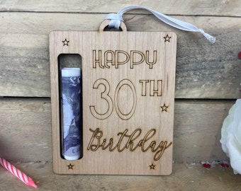 Birthday Gift for Friend-Personalised 30th Money Holder-Birthday Money Holder Personalized-Alternative Cash Envelope-Birthday ANY AGE