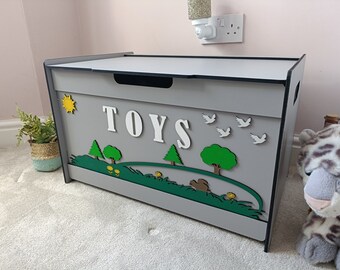 Personalised Toybox - Kids Storage Box -  Nursery Toy Storage-Wooden Toybox - Bedroom Storage Unit  - Playroom Storage- Free Personalisation