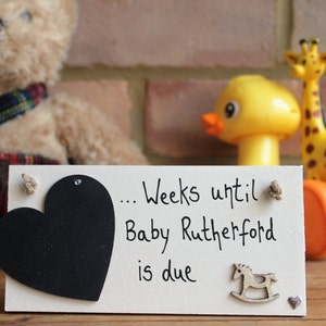 Baby Shower Gifts Sign Personalised Baby Countdown Plaque Pregnancy Gift Baby Due Countdown Sign For Boy Girl FREE PERSONALISATION image 3