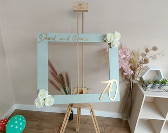 Personalized 70th Birthday Selfie Frame: Wooden Party Photo Booth Prop