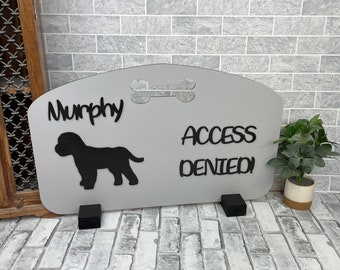 Personalized Dog Gate: Access Denied Pet Stopper, Custom Breed Silhouette