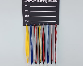Personalized Running Medal Holder: Blackboard Plaque Display Rack