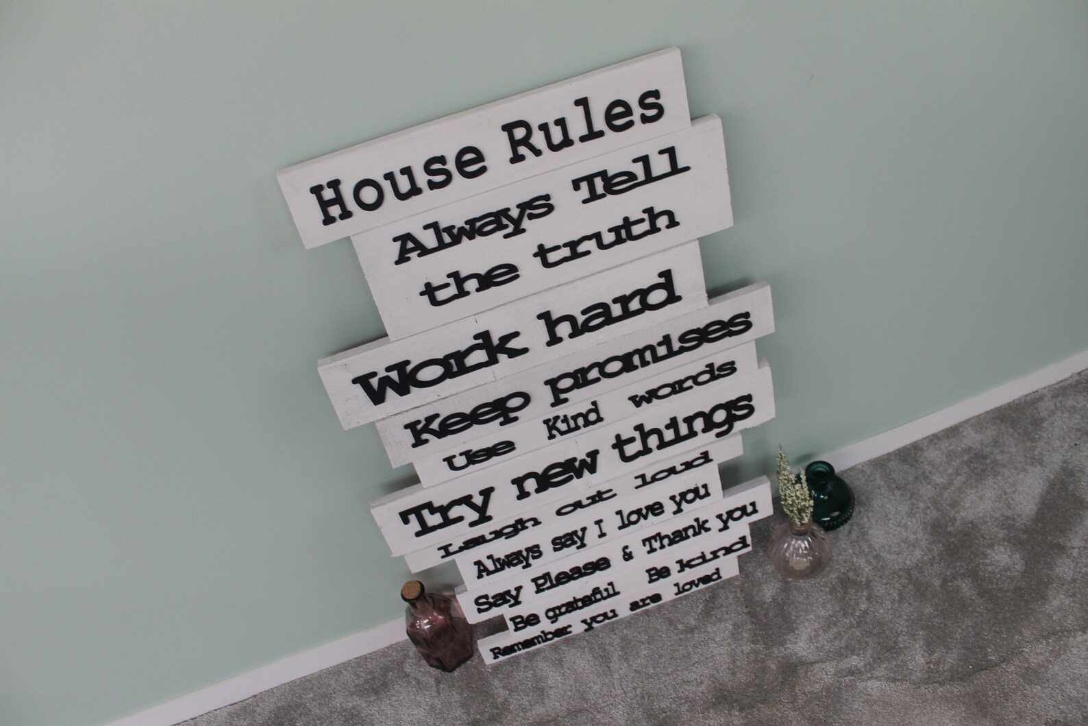 House Rule Wall Sign-Personalised Wooden Decoration-Livingroom | Etsy