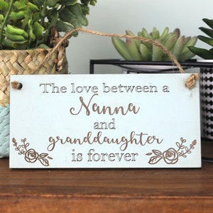 Personalized Nanna Wooden Plaque: Gift from Granddaughter