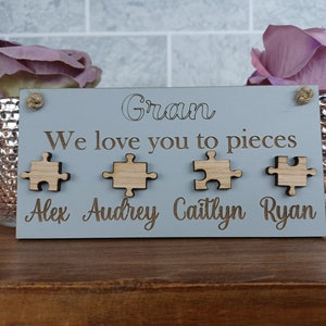 Personalized Gran Plaque: Engraved Wooden Puzzle Piece Gift