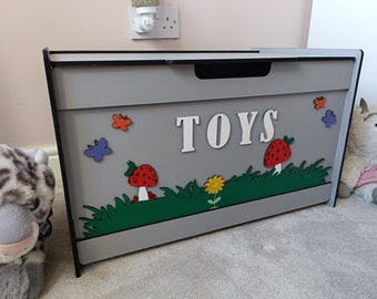 Personalised Toybox - Kids Storage Box -  Nursery Toy Storage-Wooden Toybox - Bedroom Storage Unit  - Playroom Storage- Free Personalisation