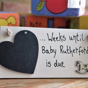 Baby Shower Gifts Sign Personalised Baby Countdown Plaque Pregnancy Gift Baby Due Countdown Sign For Boy Girl FREE PERSONALISATION image 5