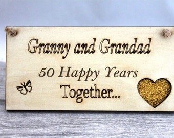 50th Anniversary Granny -50th Gold Wedding-Anniversary Personalized Plaque-Gift for Grandparents-Granny and Grandad-Mom and Dad