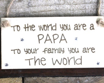 Personalized Papa Wooden Plaque, Laser Engraved Father's Day Gift