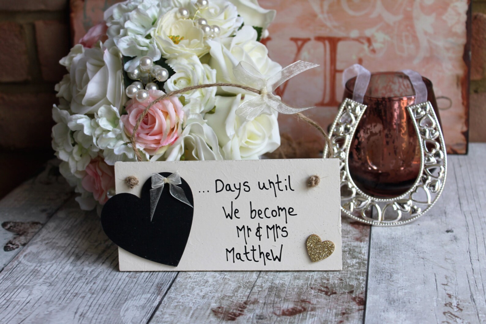Wedding countdown gift sign wedding gift for couple wedding etsy