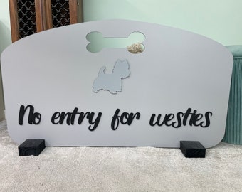 Dog Gate for Stairs-Dog Stop House Sign Westie -Dog Gate for Doorway-Gift for Dog Lover-Wooden Dog Stop Sign-Personalised Dog Stair Gate