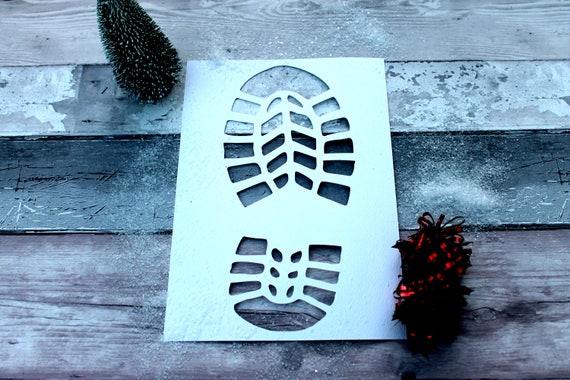 Cholemy 12 Sheets Christmas Large Santa Footprints for Floor Santa Claus  Boot Stencil Santa Footprint Snowflake Stencils Christmas Floor Templates