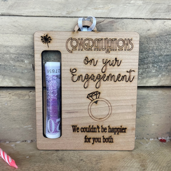 Engagement Money Holder Personalised-Engagement Gifts for Couple-Engagement Present-Alternative Cash Envelope-Engagement Personalised Gift
