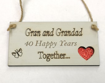 Personalized 40th Anniversary Plaque, Ruby Wedding Gift