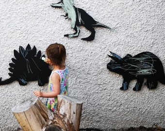 Dinosaur Chalkboard Set, Kids Room Decor, Outdoor Playhouse Accessories