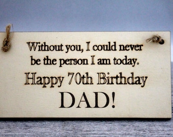 Handcrafted 70th Birthday Dad Plaque Gift