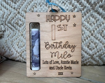 Personalized Birthday Money Holder: Engraved Gift Ornament
