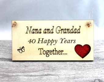 Handcrafted 40th Anniversary Plaque – Personalized Ruby Wedding Gift