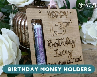 Personalised 13th Money Holder-Birthday Money Holder Personalized-Alternative Cash Envelope-13th Birthday Gift for Kids-Birthday ANY AGE