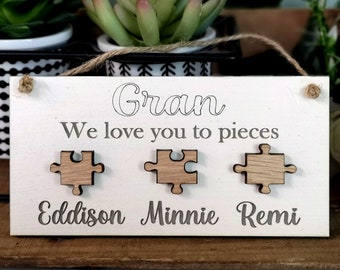 Personalized Gran Sign: Puzzle Piece Gift for Grandma