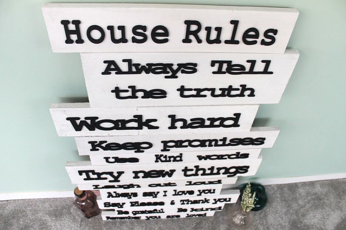House Rule Wall Sign-Personalised Wooden Decoration-Livingroom | Etsy