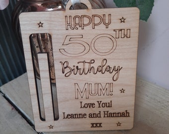 Personalized Birthday Money Holder: Engraved Gift for Mum