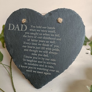 Dad Memorial Garden Stone-Remembrance Slate Heart Grave Stone-Grief and Loss Slate-Grave Decoration for Cemetery-Memorial Remembrance Daddy