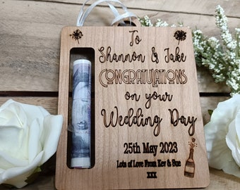 Personalized Wedding Gift Money Holder: Engraved Cash Keepsake