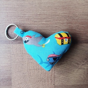 Pirate sharks heart keychain