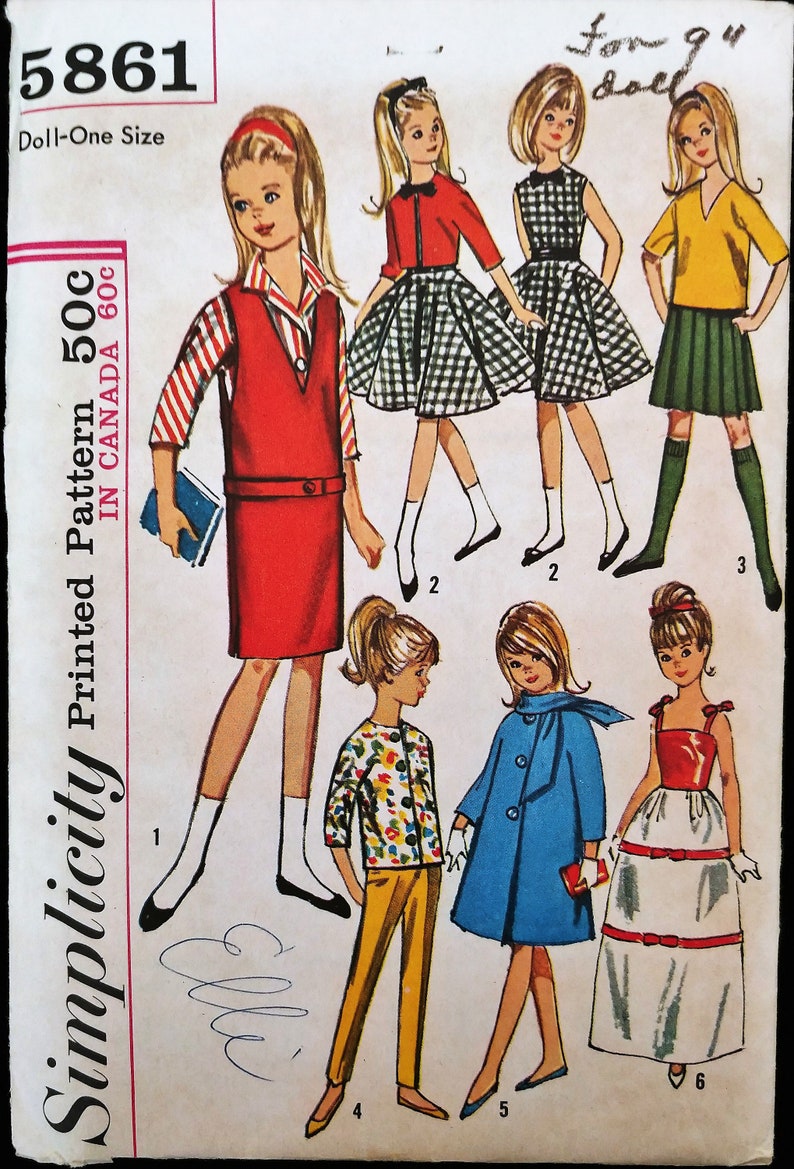 Kimono Bikini Pants Coat Vintage 1960s Barbie Doll Clothes Pattern ~ Gown