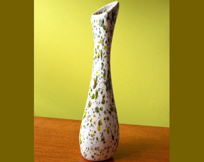 1977 Vintage Vase with Green Spots | Funky 70s Vase | Hand-Made Vintage 1977 Mod Vase