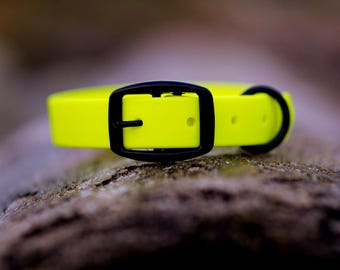 Wasserdichtes Biothane Hundehalsband in Neon Gelb Firefly