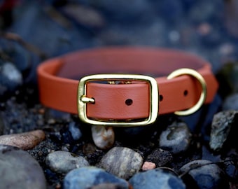 Waterproof Biothane Dog Collar in Cedar Brown