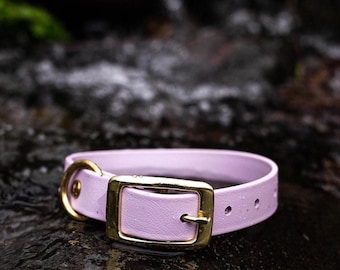 Waterproof Biothane Dog Collar in Pastel Purple, Lavender Lilac
