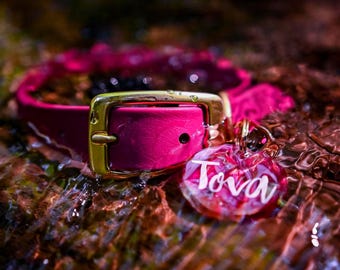Waterproof Biothane Dog Collar in Berry Pink
