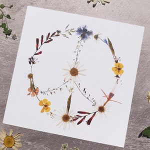 Pressed wildflower peace sign giclée print