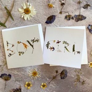 Neue Baby gepresste Wildblumen Grußkarte für JUNGE oder MÄDCHEN