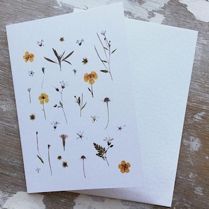 Pressed wildflower meadow greetings card