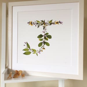 Pressed wildflower letter J giclée print