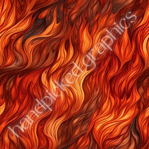 Fire Flames Seamless Patterns, Burning Fiery Digital Paper, Instant ...